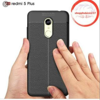 Ốp lưng dẻo vân da Auto Focus cho xiaomi redmi 5 plus(tặng kính cường lực)