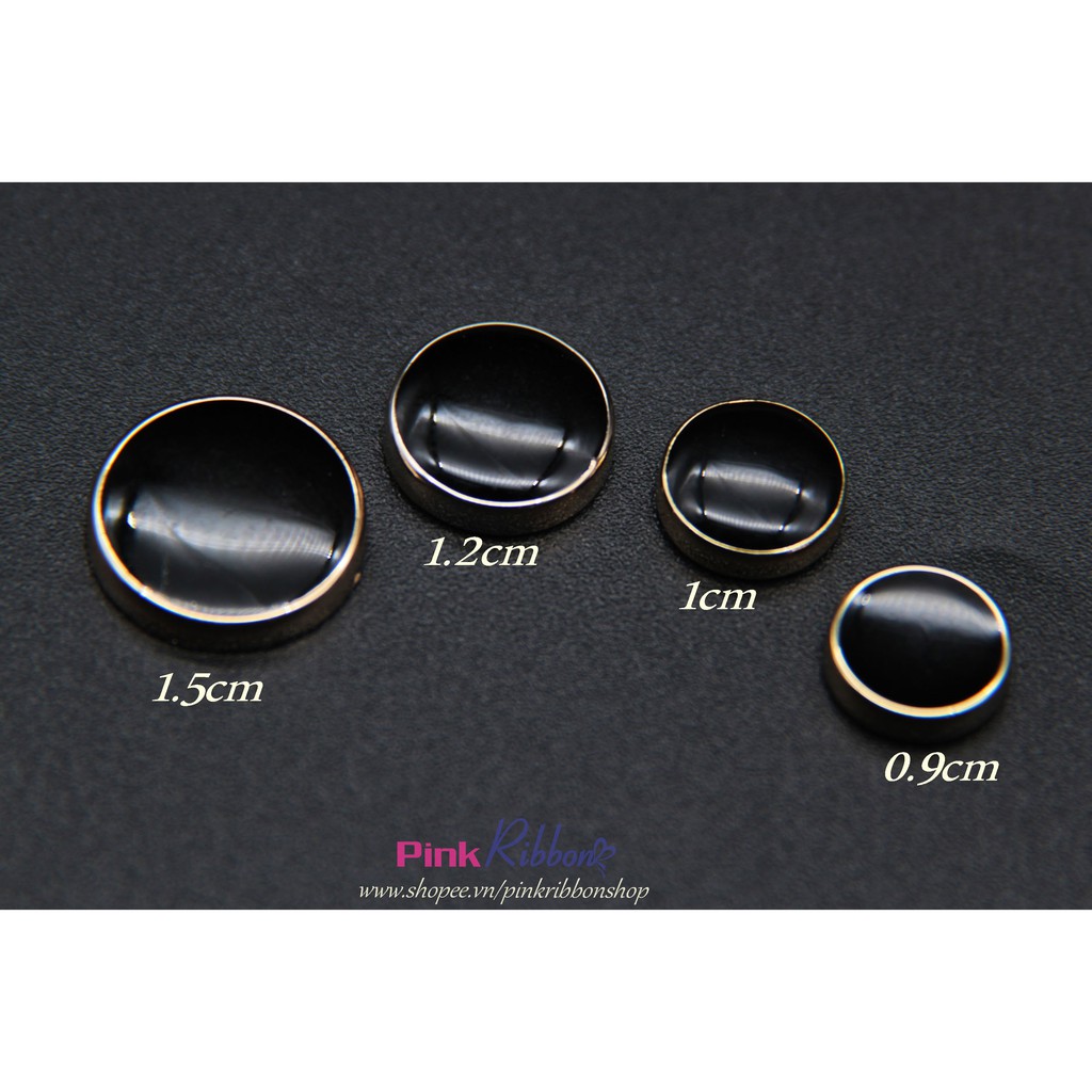Hạt nhựa đen/trắng viền vàng 4 cỡ - SET 10 HẠT