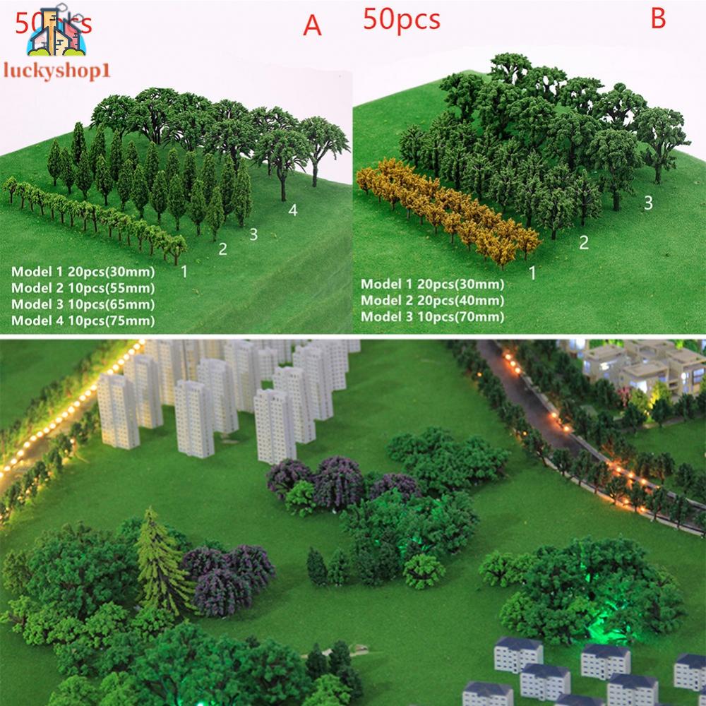 Bộ 50 Mô Hình Cây Trang Trí Phong Cảnh Diorama 100% Chất Lượng Cao DIY