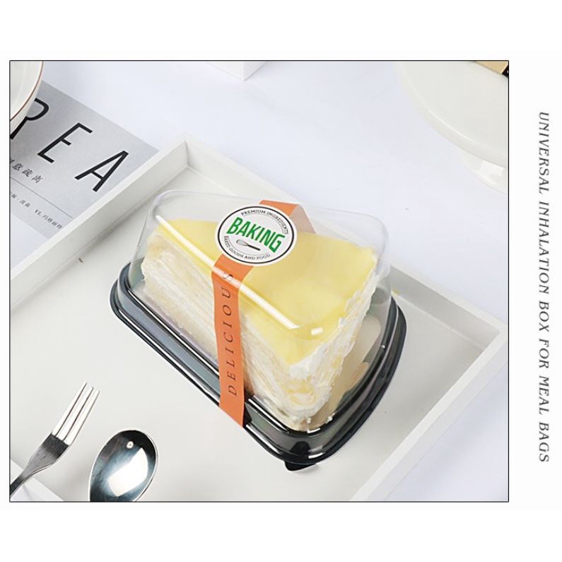 Hộp nhựa Pet tam giác đế đen đựng bánh (set 10 bộ)