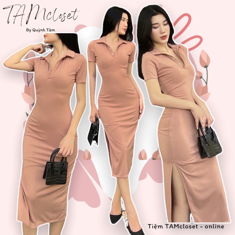Đầm body thun basic cổ trụ - TK977