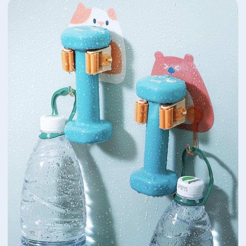 Kẹp dán tường giữ cây lau nhà hoạt hình cute, có móc treo siêu cao cấp