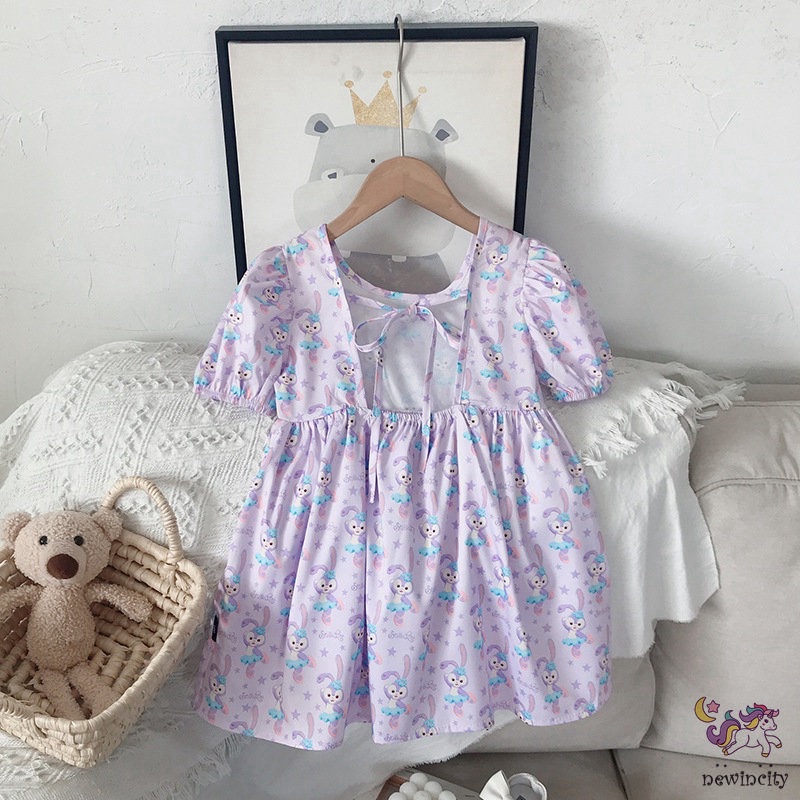 Đầm Hở Lưng In Họa Tiết Hoạt Hình Phong Cách Hàn Quốc Xinh Xắn Dành Cho Bé Gái