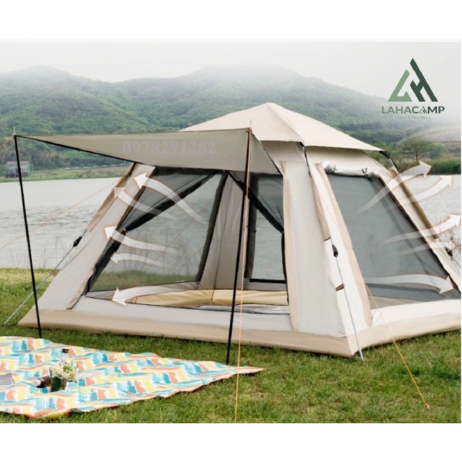 Lều tự bung 4-6 người 4 cửa to thoáng, mẫu nâng cấp năm nay