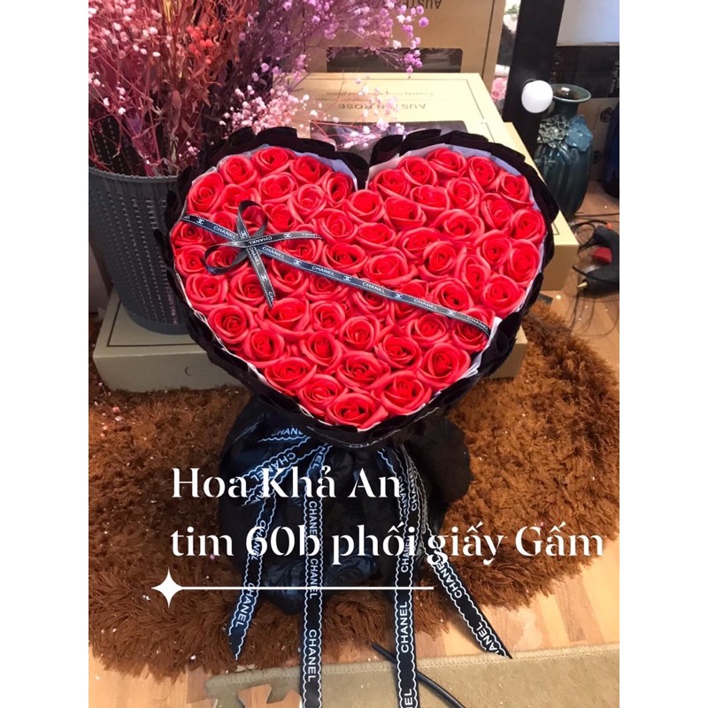 [Hoa Valentine, 8/3] Hoa sáp trái tim 60 bông vĩnh cửu cực xinh! Quà tặng tuyệt vời! Có Nowship Nội thành