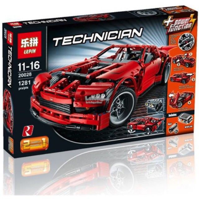 Lắp rap Lepin 20028 Technic 8070- Siêu xe động cơ pin 1281 khối