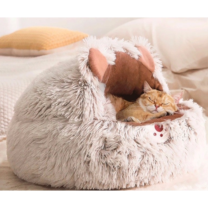 Đệm tròn lông cho thú cưng, giường nằm