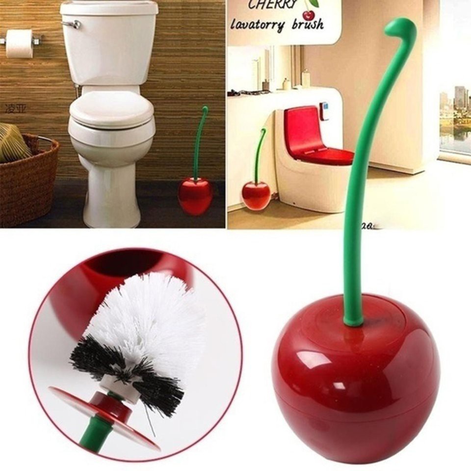 Cọ Vệ Sinh Toilet Thiết Kế Hình Trái Cherry Vui Nhộn Kèm Giá Đỡ Tiện Dụng