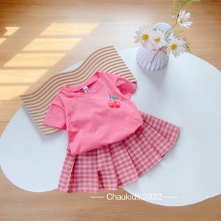 Set cherry cv kẻ cho bé gái