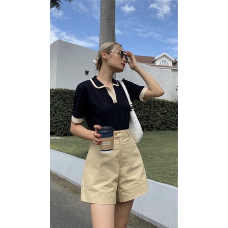 Áo thun polo chất len cổ gập KNIT TOP