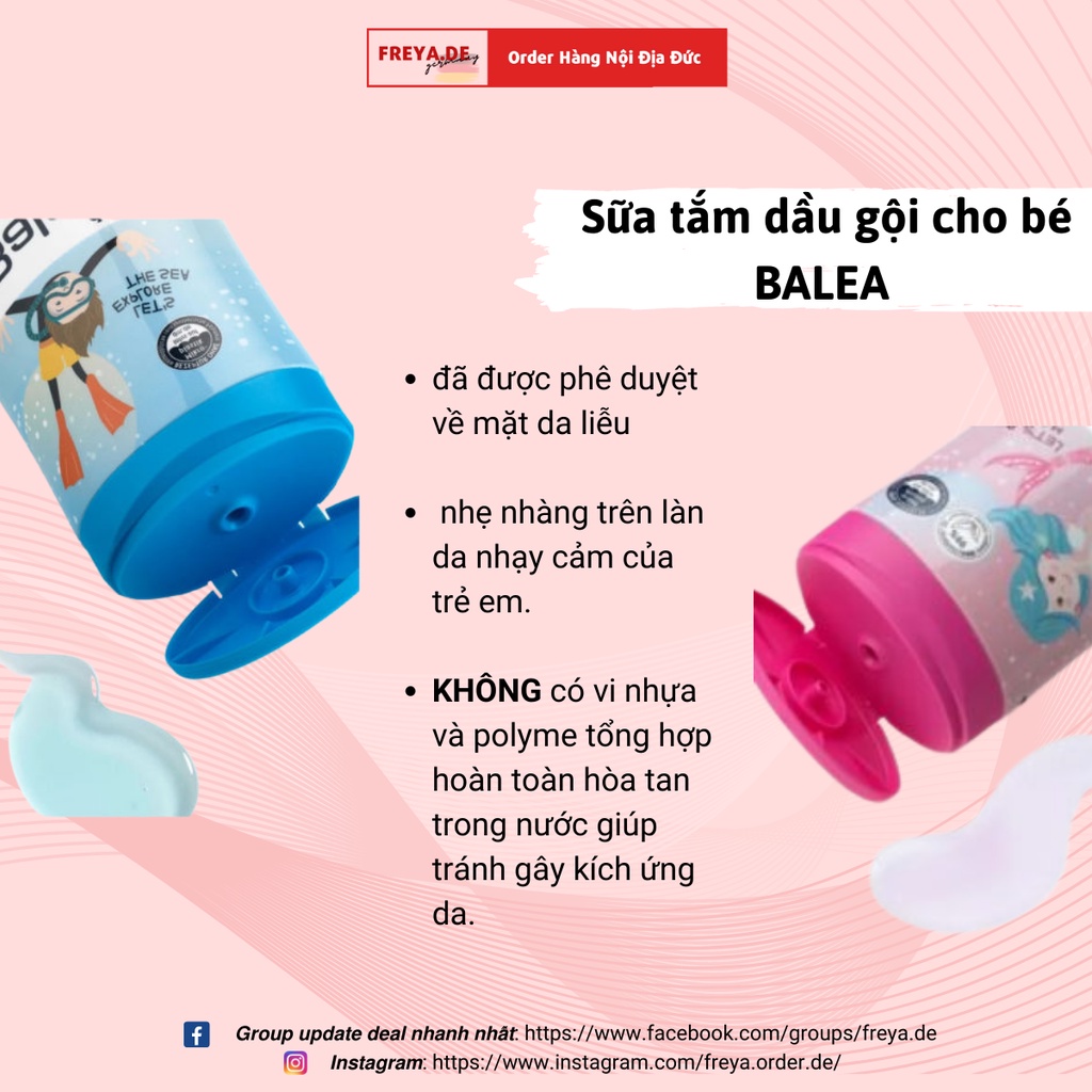 Sữa tắm dầu gội cho bé BALEA  300ml - Phù hợp với làn da mỏng manh của em bé, tinh chất dưỡng ẩm