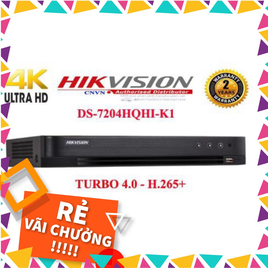 Đầu ghi hình 4 kênh Turbo HD 4.0 Hikvision DS-7204HQHI-K1 - Hàng chính hãng 100% - C