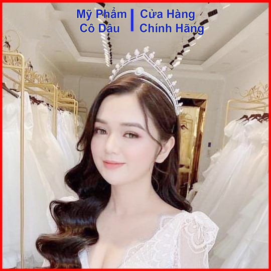 Vương miện cô dâu đính hạt trai cao cấp 3in1