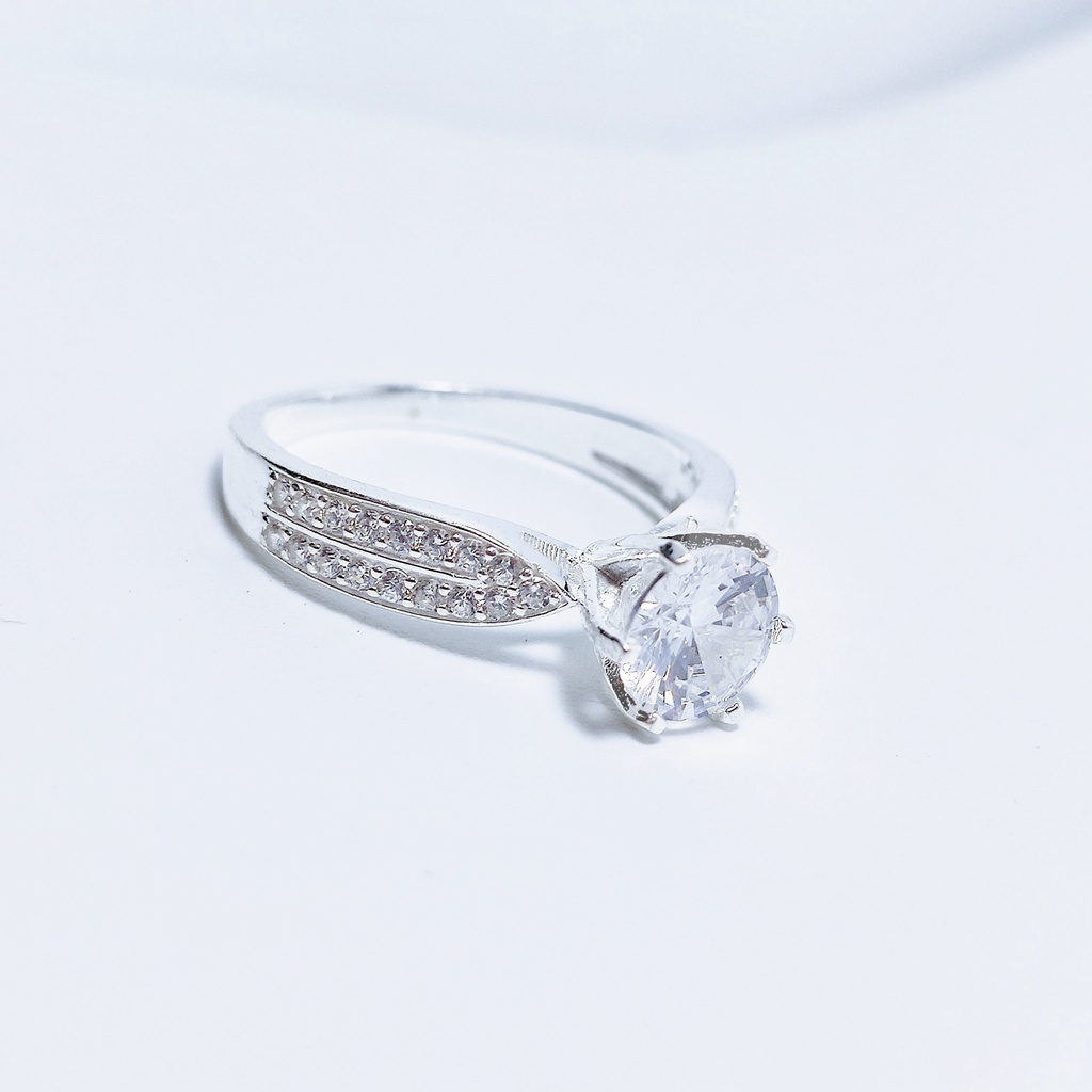 Nhẫn bạc 925 Nhẫn Tiểu thư thanh lịch, thiết kế gắn đá lấp lánh tinh tế