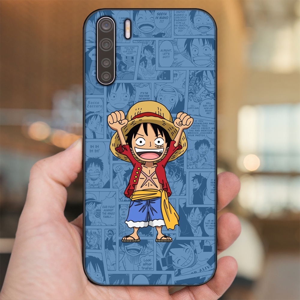 Ốp lưng Oppo A91, Reno 3 viền đen in hình Luffy One Piece