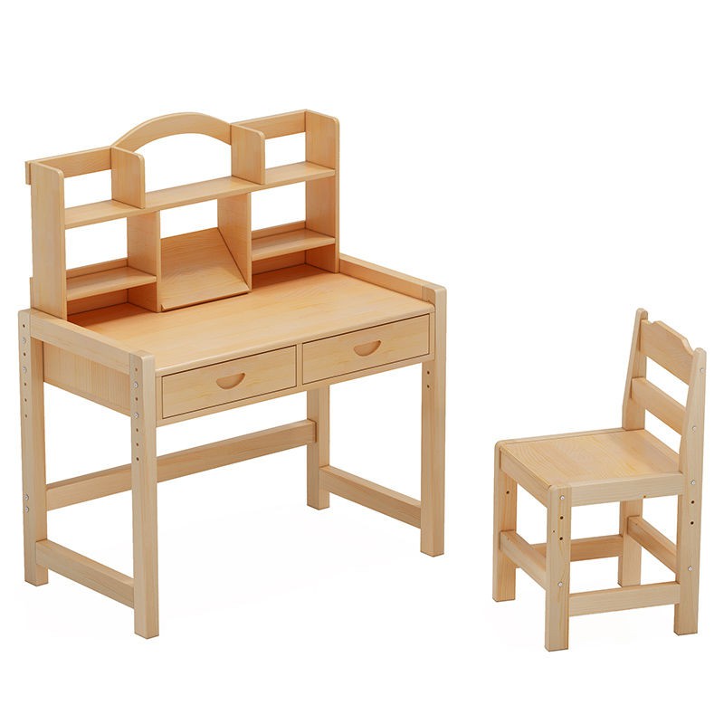 ۩☇Bàn học gỗ nguyên tấm, trẻ em, viết tại nhà, bộ ghế tập cho sinh cấp 1, 2, điều chỉnh | BigBuy360 - bigbuy360.vn