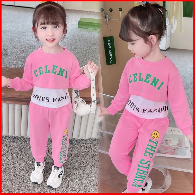 Bộ Dài Tay Thu Đông 3 Món CELENI Dễ Thương Cho Bé Gái