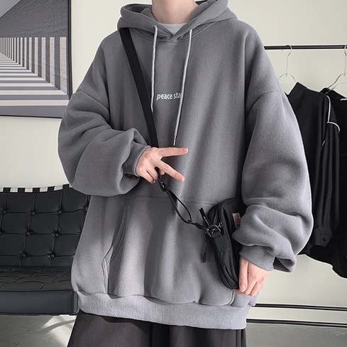 Áo hoodie tay dài kiểu Hàn Quốc cổ tròn thời trang cá tính cho nam và nữ