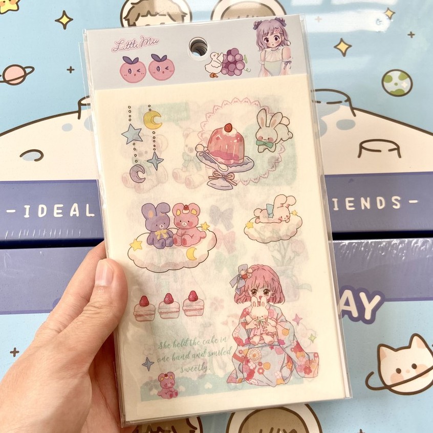 Set 4 tấm sticker trang trí nhiều mẫu cute