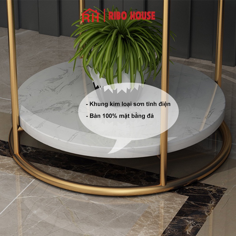 Bàn trà RIBO HOUSEmặt đá 2 tầng, trang trí phòng khách, ban công, tiệm nails spa mẫu 8 RIBO185