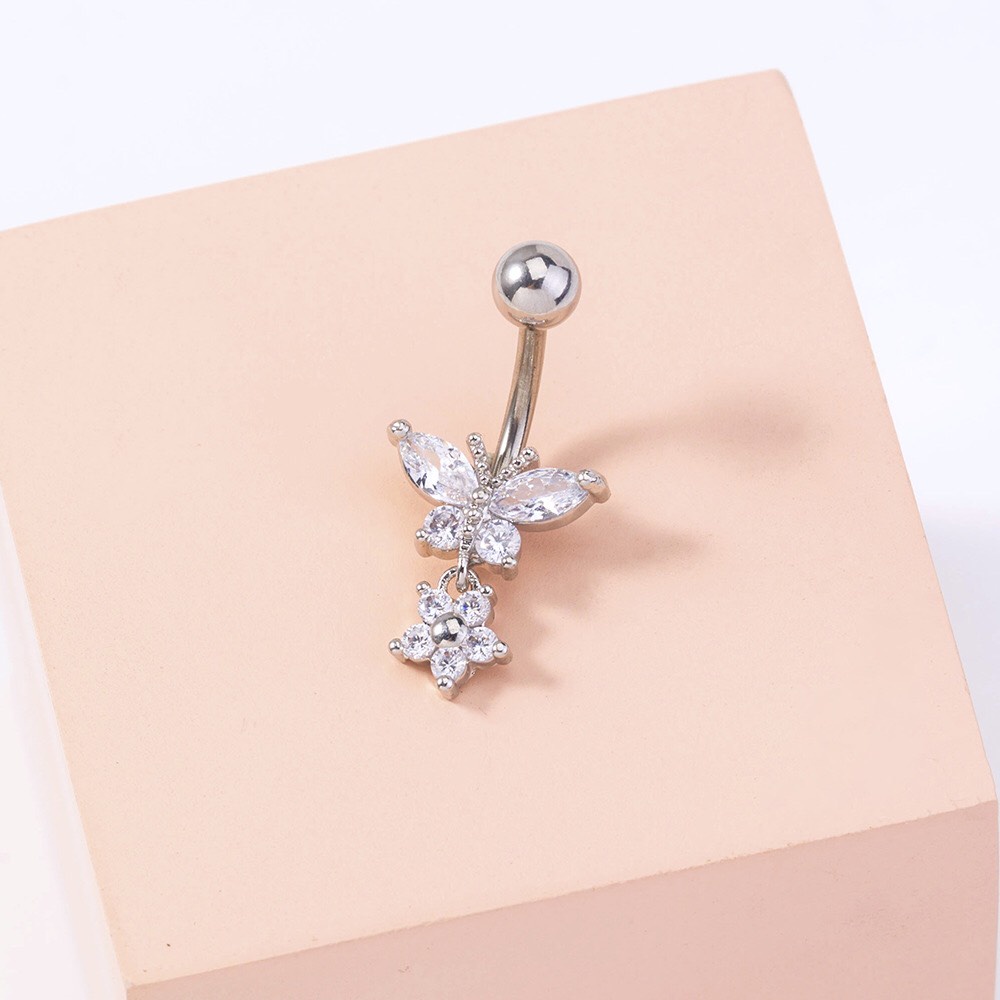 Khuyên rốn titian  Butterfly đính đá thả hoa đá