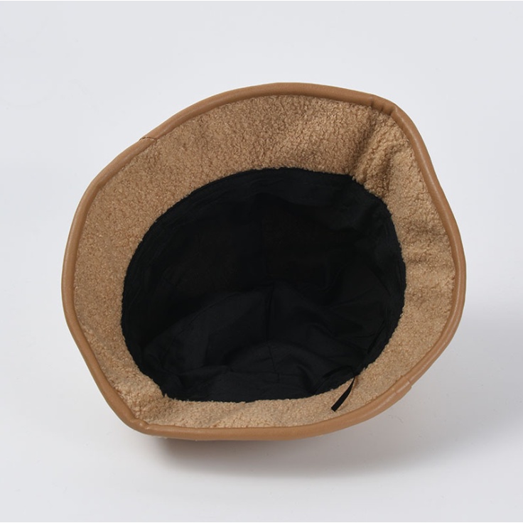Mũ bucket lông cừu mịn viền da nón bucket nữ tai gấu dễ thương phong cách Hàn Quốc SAIGON HAT