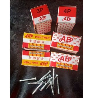 Đinh thép đóng tường AB  dài 3phân, 4phân loại tốt( hộp 10 cái)
