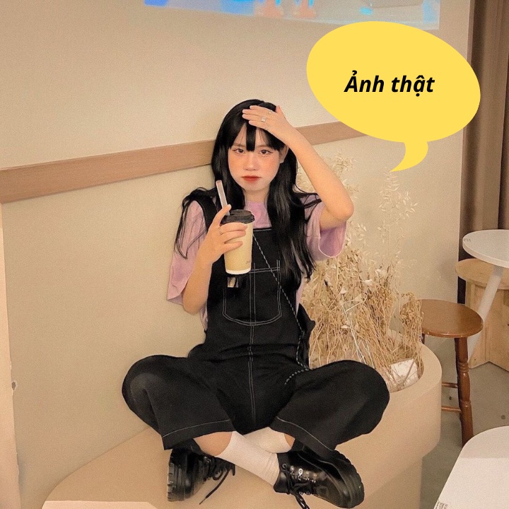 Yếm quần nữ ống rộng chất kaki đường chỉ nổi độc đáo phong cách ulzzang YuMi official Store Mã 04