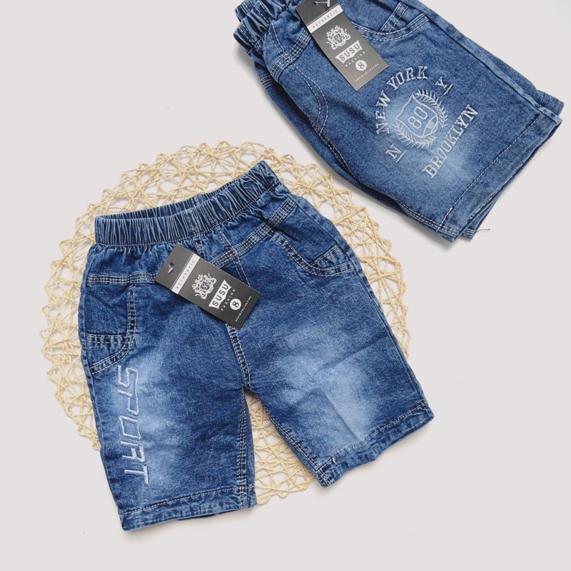 Quần Short Bé Trai 🍓Chất Jean Co Giãn Xịn🍓 Quần sooc Bé Trai Size Từ 8 Đến 22Kg Chất Jean Co Giãn Siêu Đẹp