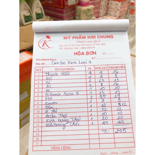 Combo kem Loại 1 cho khách 205