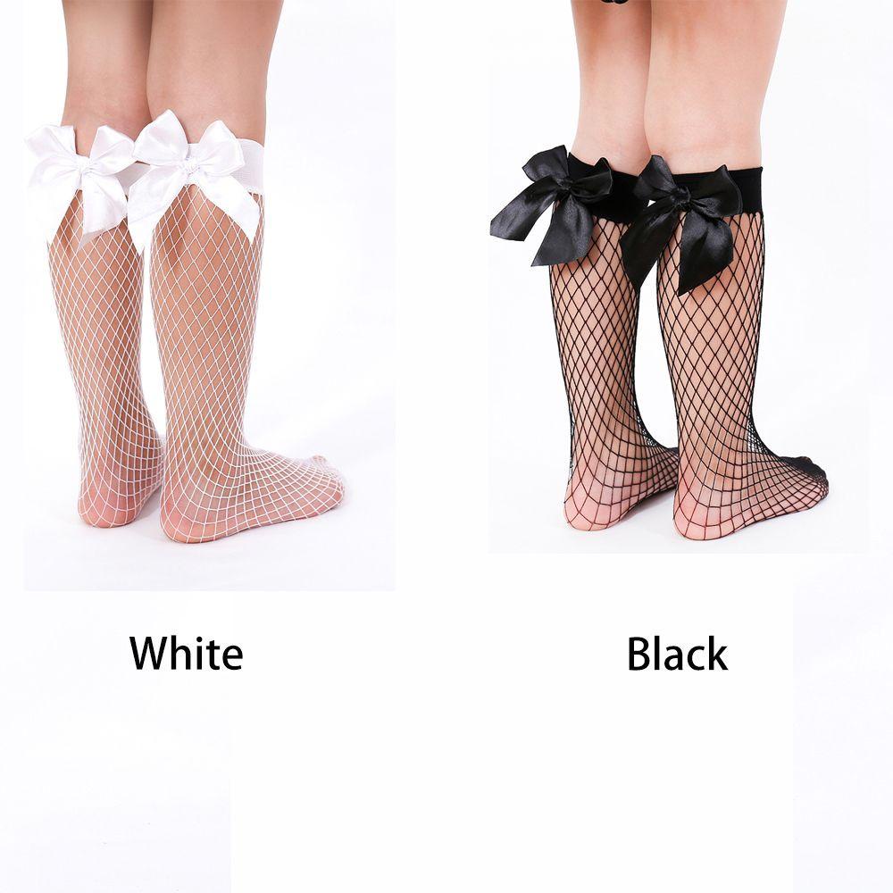 Vớ Cotton Phối Lưới Thoáng Khí Màu Trắng Đen Dễ Thương Cho Bé Gái