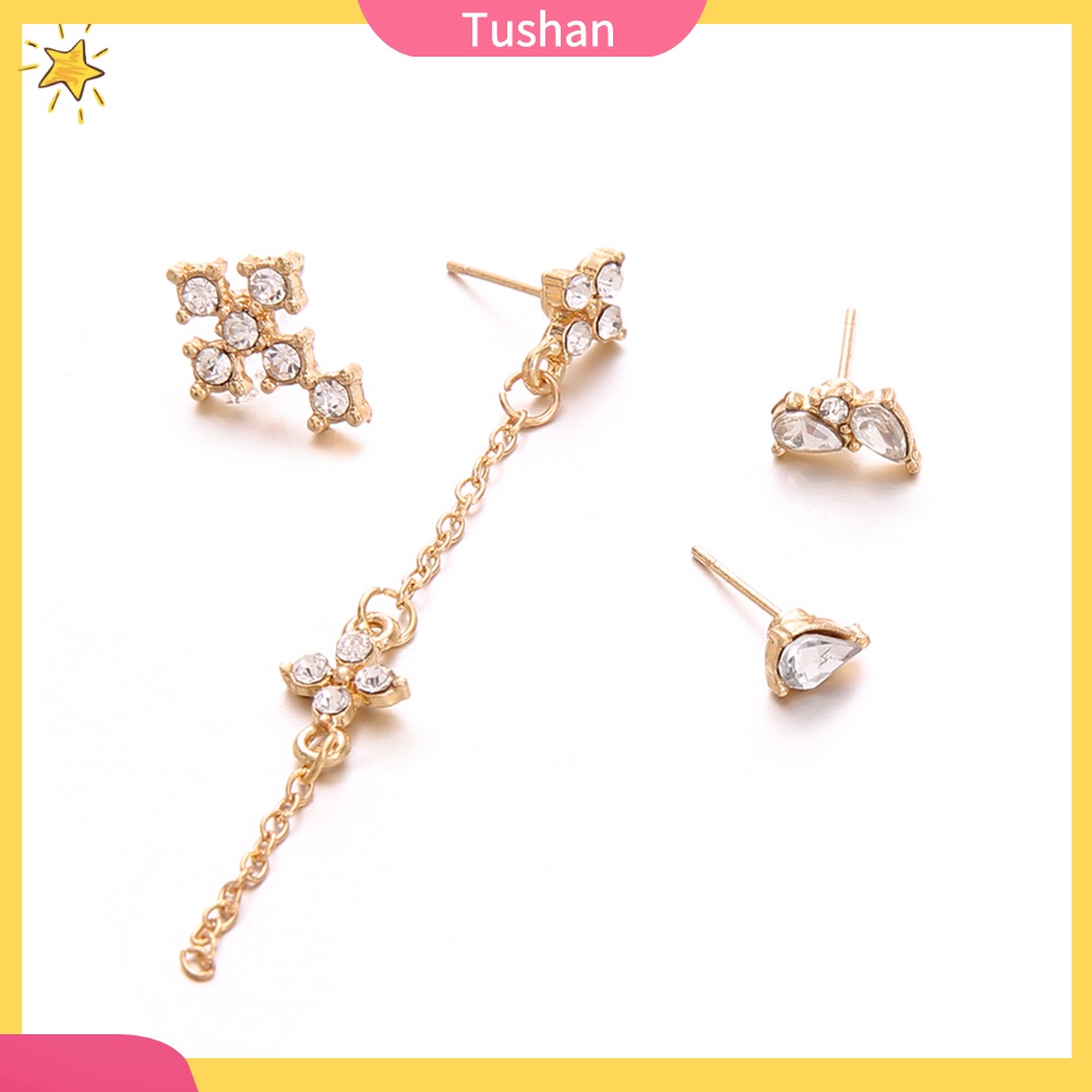 Set 4 khuyên tai đính đá thời trang cho nữ