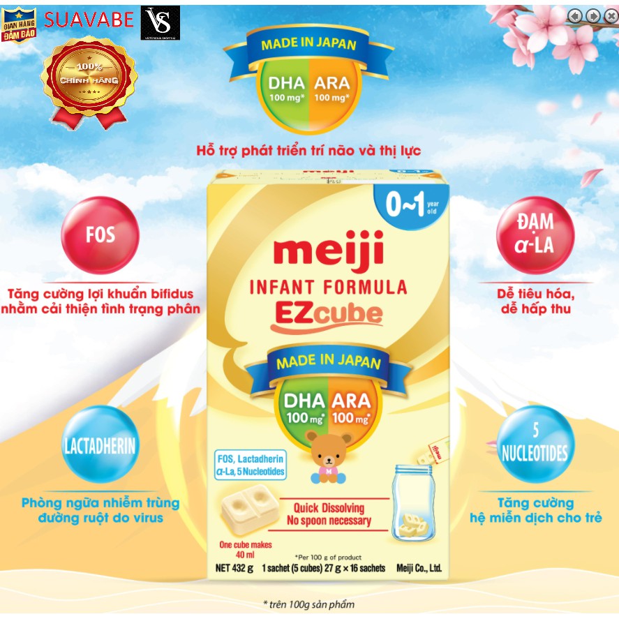 Sữa Meiji INFANT Nhập Khẩu Chính Hãng hộp giấy