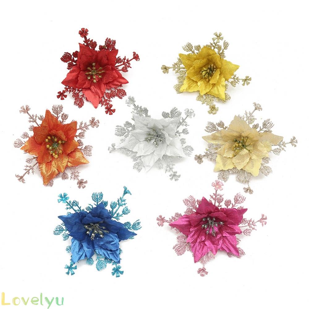 [ FAST SHIPPING ]Christmas Flowers 14cm 1pcs Gold Hanging Beautiful Tree Hanging Flower