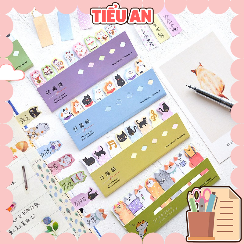 Bộ Note Chặn Trang Hình Bé Mèo Xinh Xắn - Ghi chú nhanh