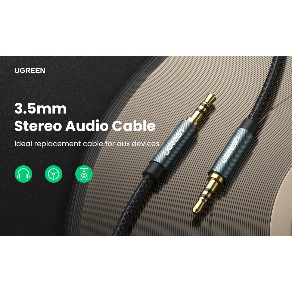 Ugreen 10685  - Cáp loa AUX 3.5mm dài 1m - 1,5m bọc dù cao cấp ✔HÀNG CHÍNH HÃNG✔