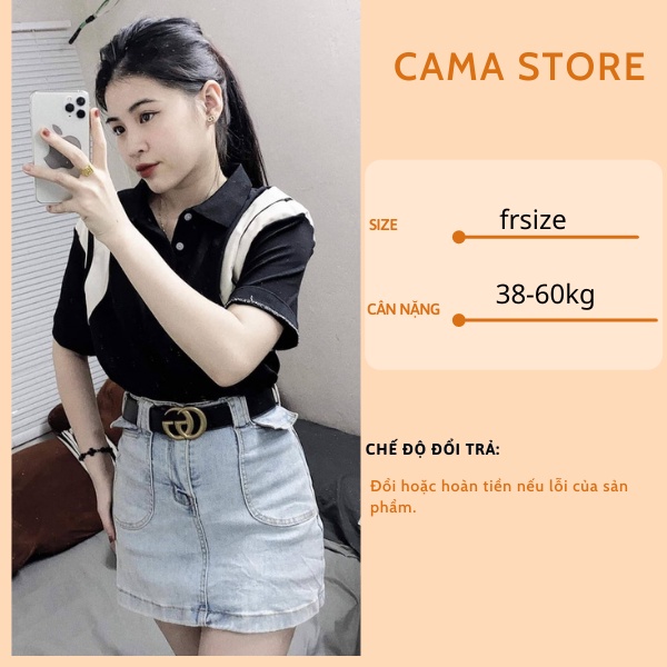 Áo thun nam nữ polo unisex tay lỡ form rộng freesize phối viền sọc vai CaMa Store M302