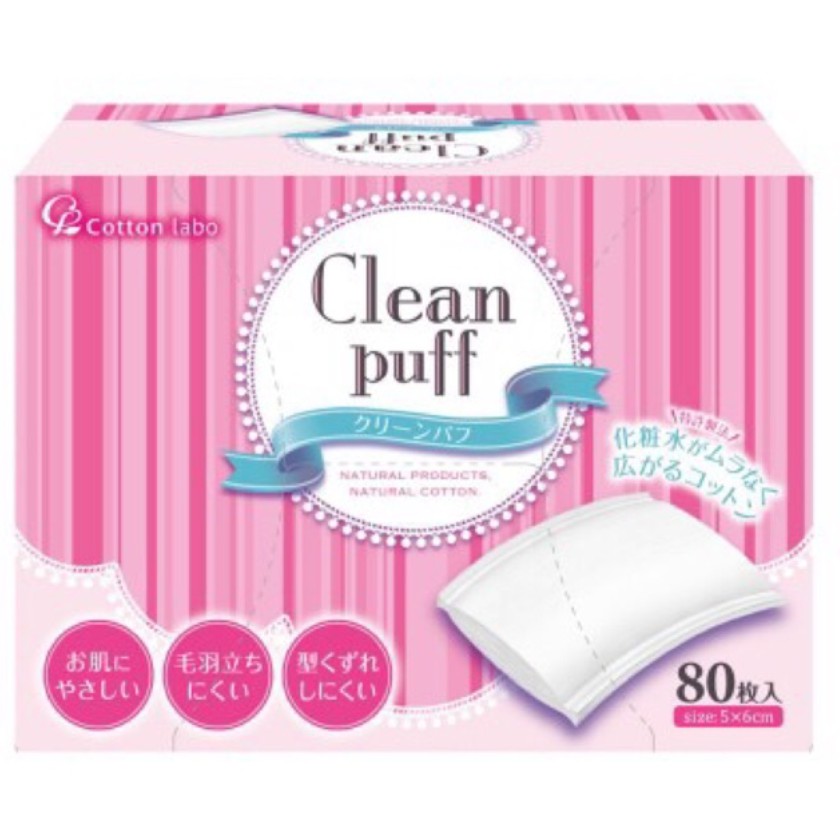 Bông tẩy trang Clean Puff Nhật Bản (80 miếng/hộp)