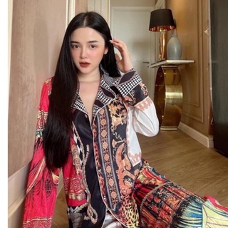  bộ pijama lụa xước cao cấp quảng châu tay dài hổ sau lưng 