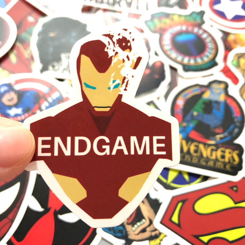 Sticker Set 50 Miếng Dán Hình Siêu Anh Hùng Marvel Chống Thấm Nước Trang Trí Vật Dụng