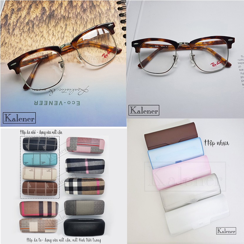 Gọng kính đồi mồi thời trang Unisex - gọng kim loại nhựa cao cấp - kèm hộp và khăn lau - có cắt mắt cận loạn