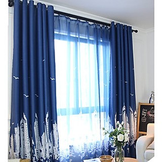 Rèm vải che nắng rèm treo cửa nhà phố màu xanh đậm mẫu mới 