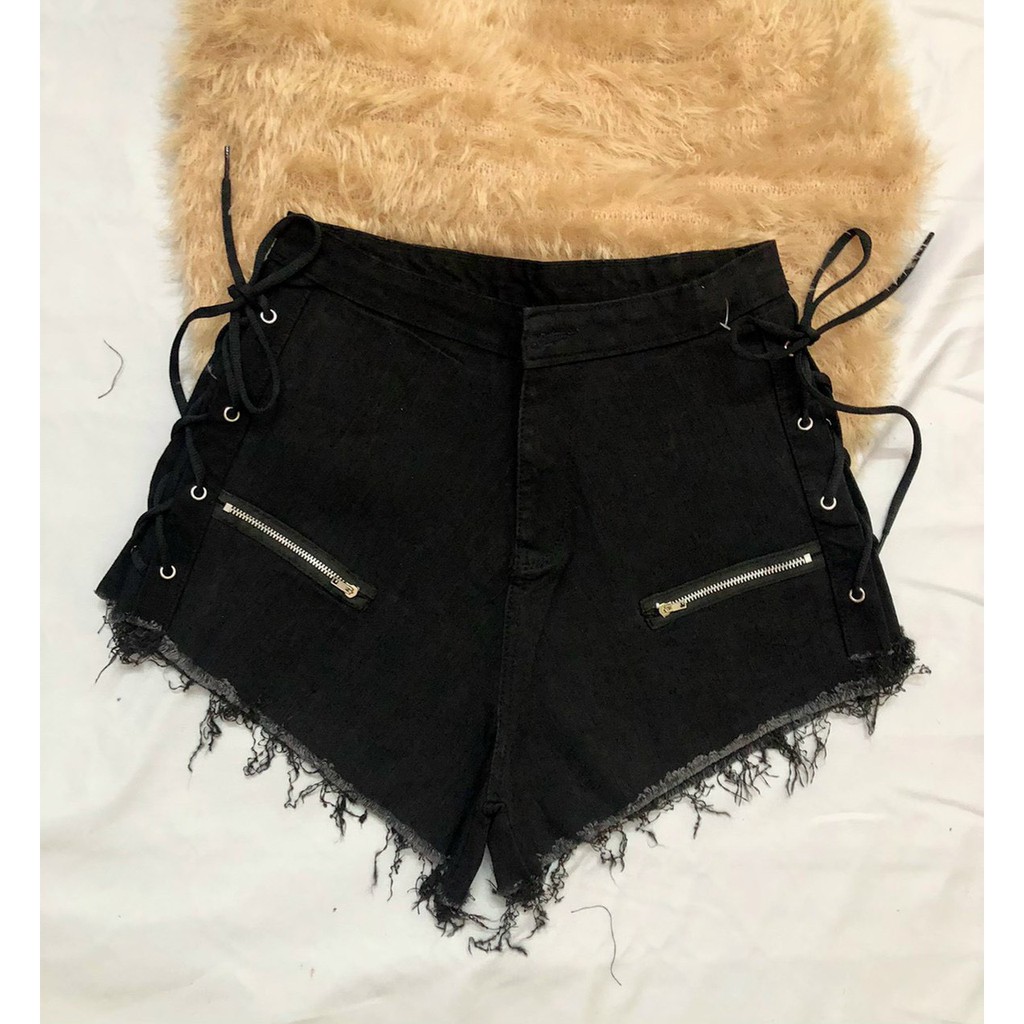 quần short kaki đan dây 2 bên dây kéo xinh cá tính hot hit ảnh thật