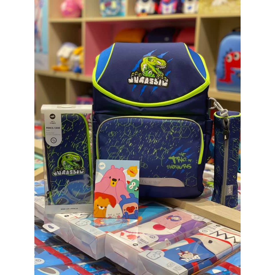 Balo chống gù UEK chính hãng siêu nhẹ 2021 cho bé trai tiểu học từ 25kg full box tặng kèm hộp bút đồng bộ