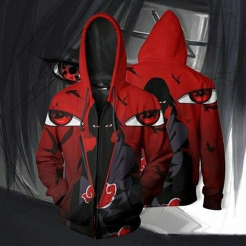 Áo khoác có khoá kéo in họa tiết Naruto Uchiha Itachi | BigBuy360 - bigbuy360.vn