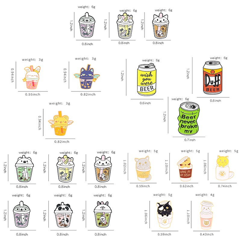 Ghim Cài Áo Hình Ly Trà Sữa Hoạt Hình Dễ Thương