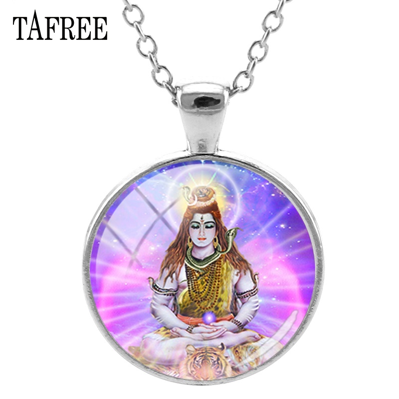 TAFREE Chúa Shiva Mặt Dây Chuyền Vòng Cổ Thời Trang Mới Mạ Bạc Ấn Độ Tôn Giáo Tuyên Bố Vòng Cổ Mặt D