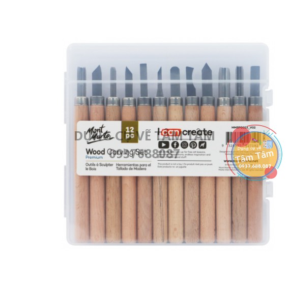 -Bộ Dao chạm khắc gỗ cao cấp 12pc Mont Marte, Dao Khắc Gỗ Mont Marte-