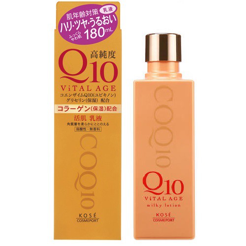 Nhũ tương dưỡng ẩm chống nhăn Kose Q10 Vital Age Milky Lotion 180ml - Nhật Bản