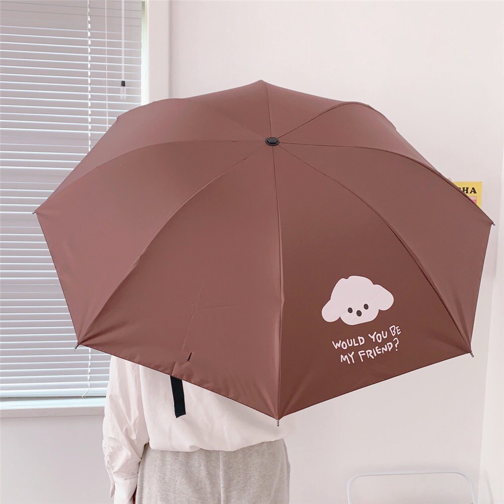 Dù Xếp In Hình Gấu/Cún Hoạt Hình Xinh Xắn Phong Cách Hàn Quốc Cho Bạn Nữ